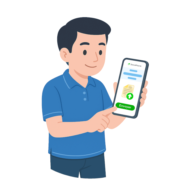 Le patient choisit sur son téléphone le document de santé à transmettre à la pharmacie